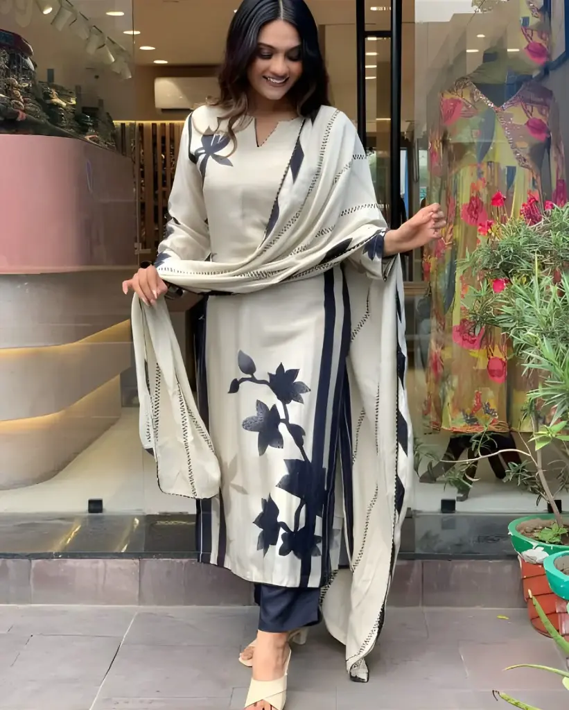 MUSLIN KURTA SETS WITH TEBY ORGANZA DUPATTA