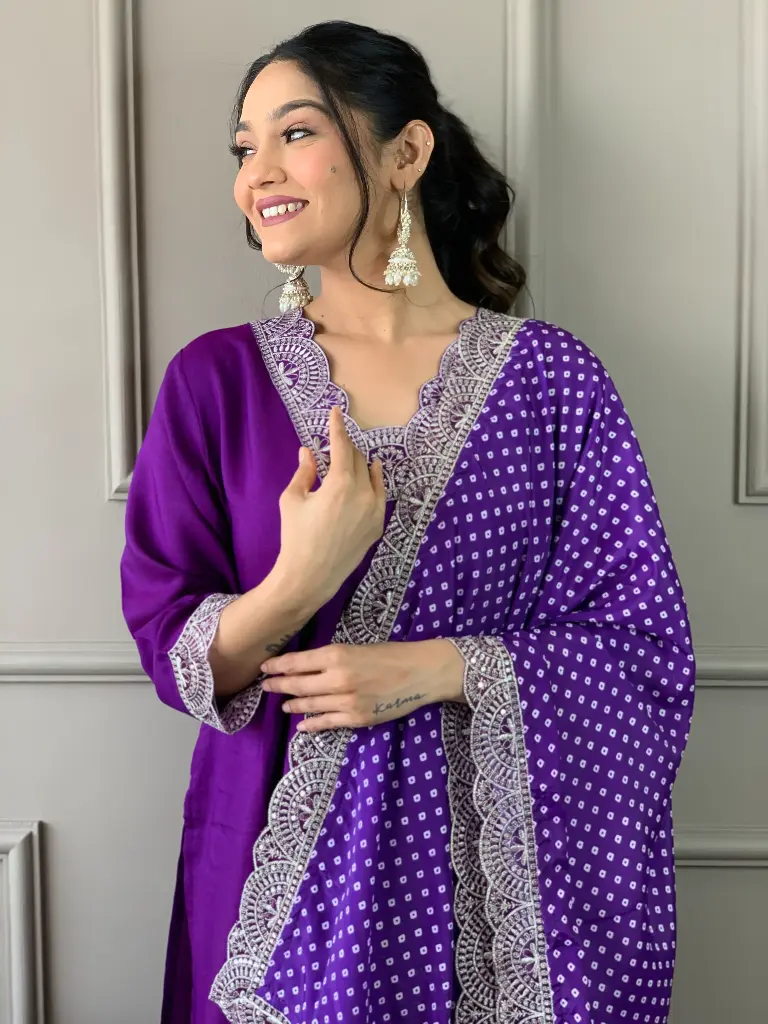 VISCOSE FLARED KURTA PANT DUPATTA SETS