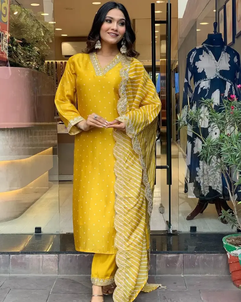 EMBROIDERED VISCOSE FLARED KURTA SETS