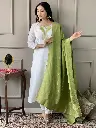 Embroidered Straight Kurta with Viscose Pant & Jacquard   Dupatta.