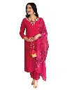 Embroidered Straight Kurta with Rayon Pant & Silk Printed Dupatta.