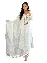 Viscose Embroidered Straight Kurta with Pant & Cotton Laced Dupatta.