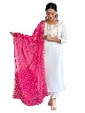 Viscose Rayon Embroidered Straight Kurta with Pant & Silk Printed Dupatta Sets 