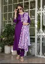 RAYON KURTA SET WITH MUSLIN DUPATTA.