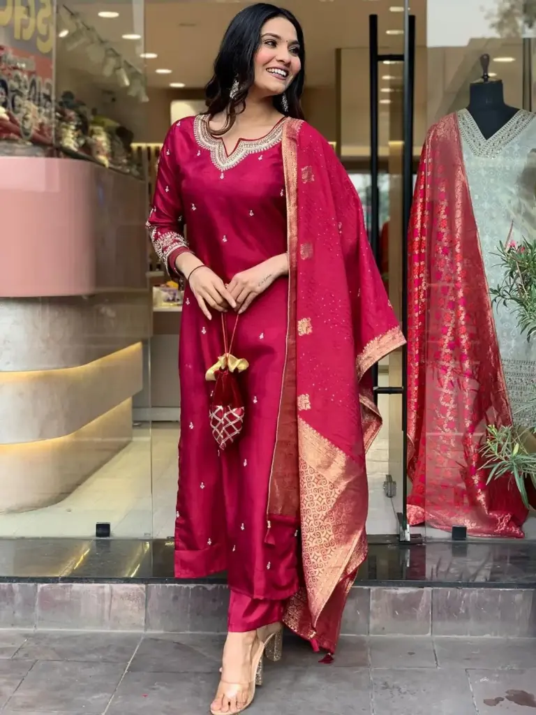 VISCOSE CHANDERI KURTA SETS