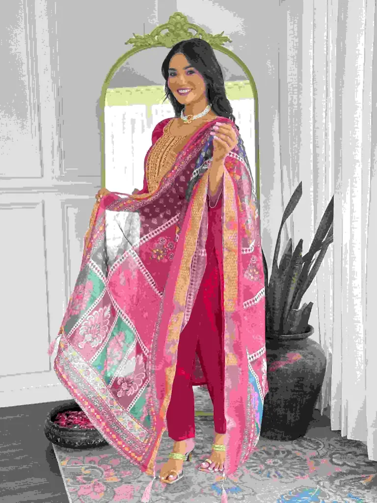 VISCOSE CHANDERI KURTA & JACQUARD DUPATTA