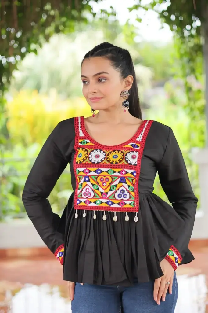 ROMAN FABRIC TOP WITH KUTCHI GAMTHI WORK