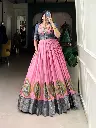  Kalamkari Print Gown With Zari Weaving Border