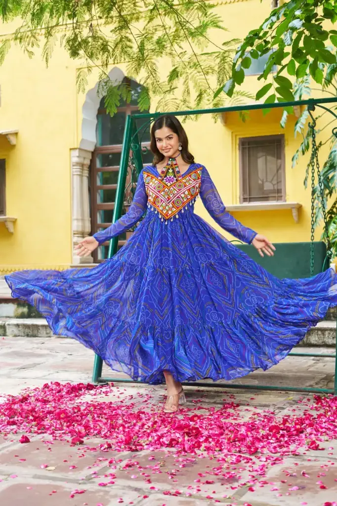 GOWN (BANDHNI WITH KUTCHI PATCHE WORK)