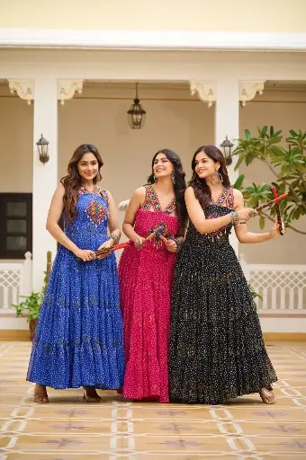 GEROGETTE  BANDHNI PRINT GOWN