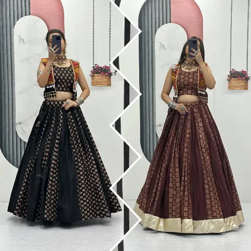 LEHNGA,CHOLI WITH JACKET (COTTON)