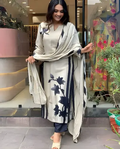 MUSLIN KURTA SETS WITH TEBY ORGANZA DUPATTA