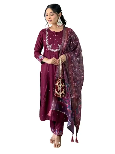 [MAVTAR-618] VISCOSE CHANDERI KURTA SET WITH JACQUARD PRINTED DUPATTA